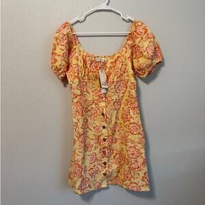 Billabong Far Away Linen and Cotton Floral Mini Dress Size: M - NWT